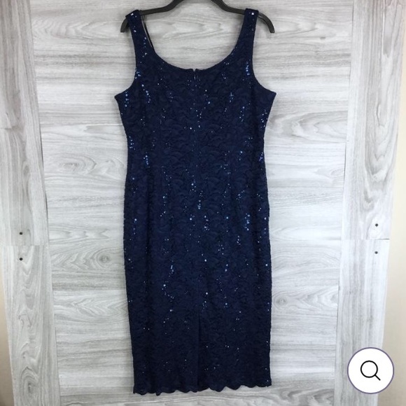 NEW Alex Evenings Sequin Lace Sheath Dress Size 16 - Picture 5 of 9